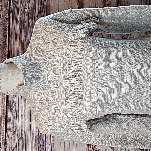 SONOMA GRAY FRINGE LONG SLEEVE MOCK TURTLE NECK SWEATER - Picture 2 of 12